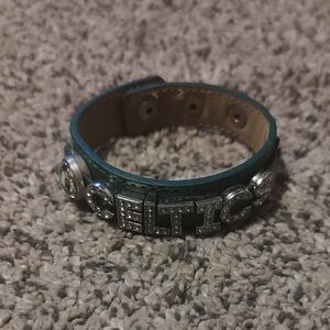 Green Celtic Bracelet with Rhinestones
